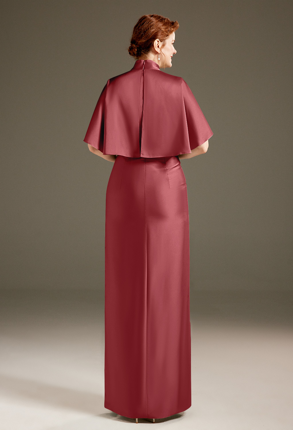 AW Luster Burgundy  Mother of The Bride Dresses With Wraps